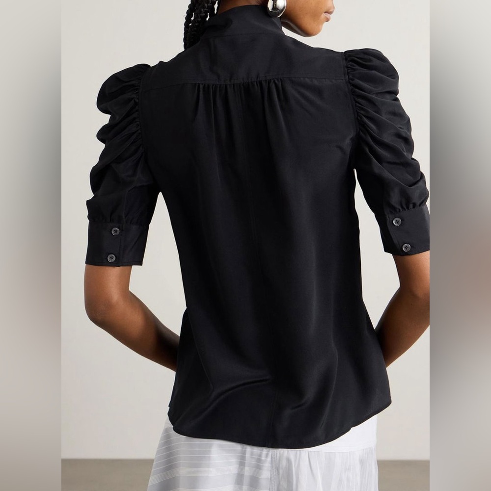 FRAME Woman’s Gillian Puff Sleeve Silk Blouse. Size L. 100% silk - Picture 8 of 16